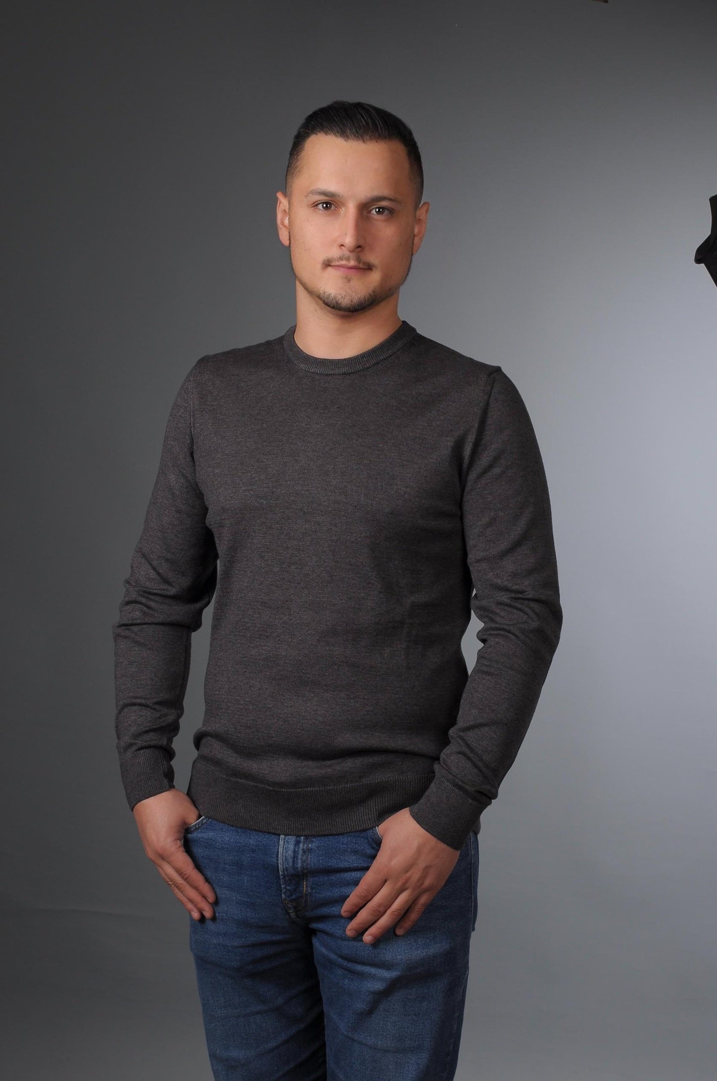 Erkek Bisiklet Yaka Basic Pamuklu Triko Kazak