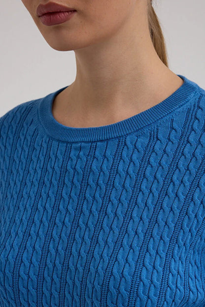 Kayık Yaka Selanik Saç Örgü Salaş Kazak