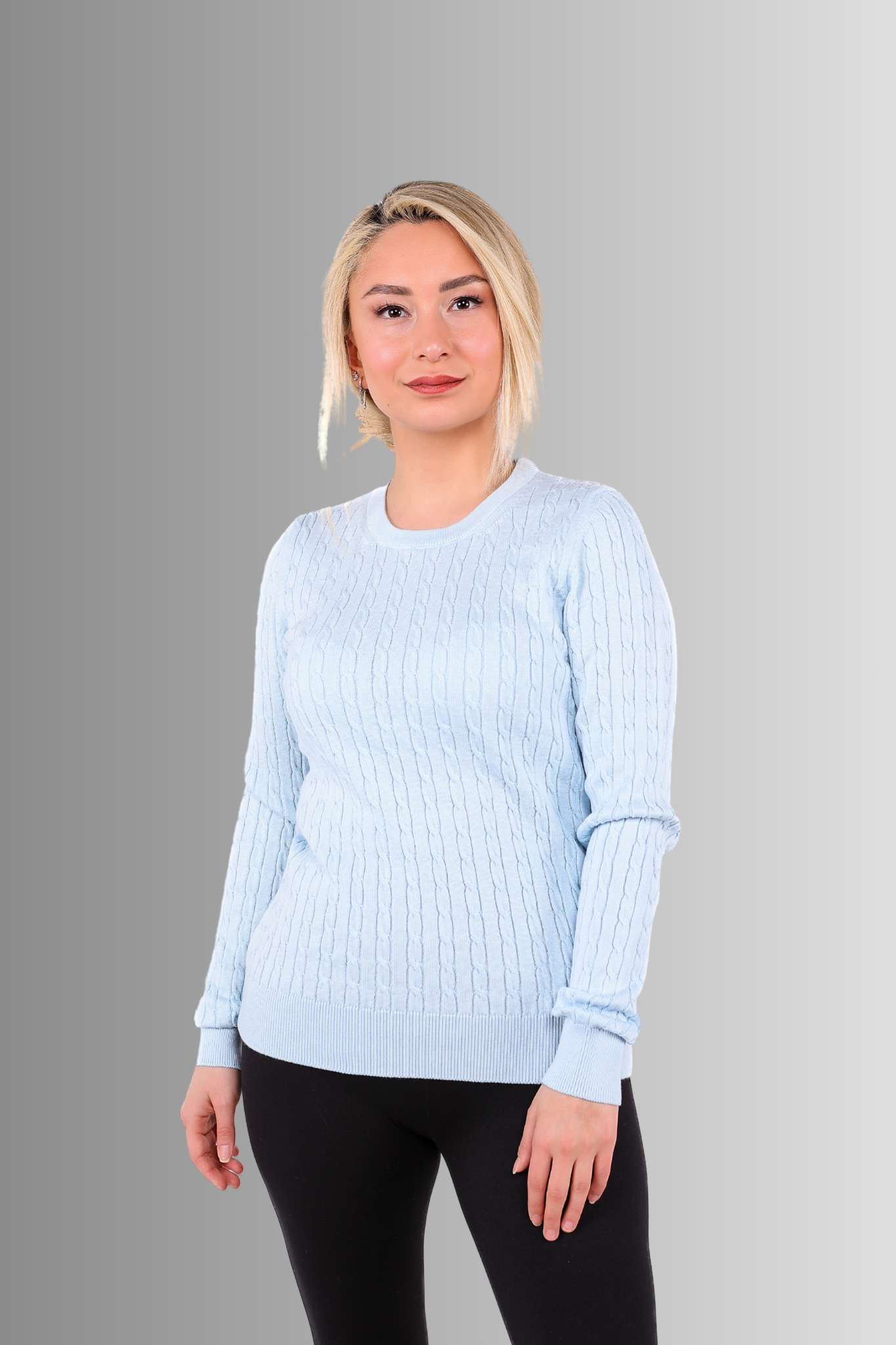 Saç Örgü Bisiklet Yaka Kazak