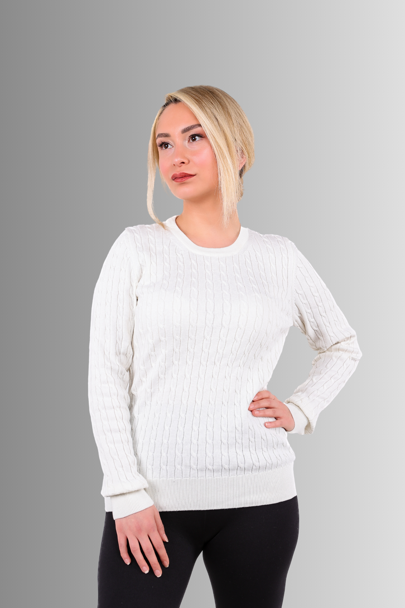 Saç Örgü Bisiklet Yaka Kazak