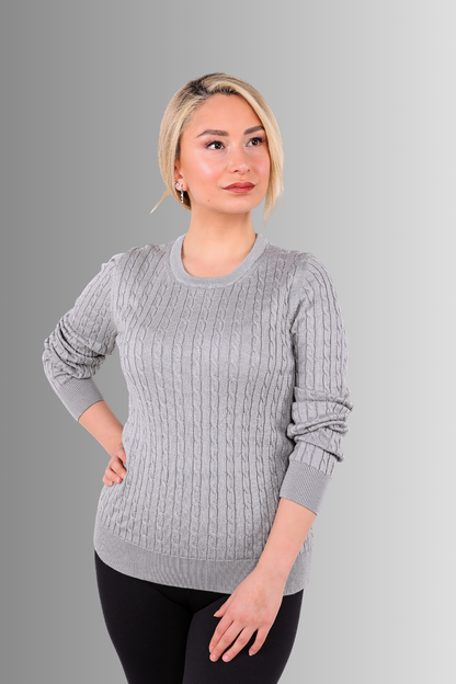 Saç Örgü Bisiklet Yaka Kazak