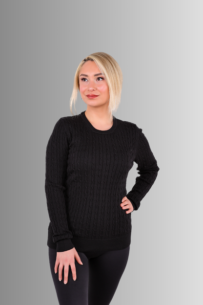 Saç Örgü Bisiklet Yaka Kazak