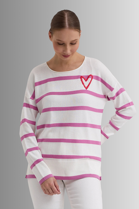 Kayık Yaka Çizgili Salaş Kazak