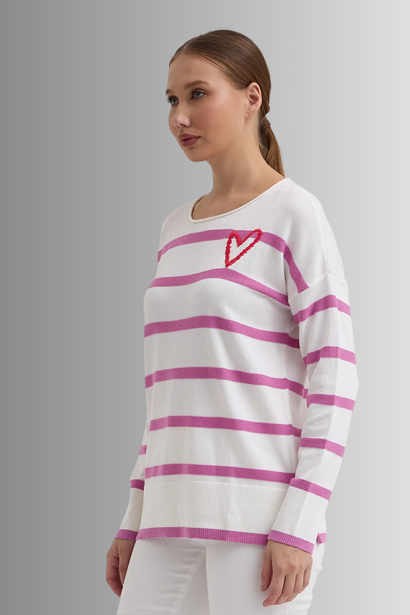 Kayık Yaka Çizgili Salaş Kazak