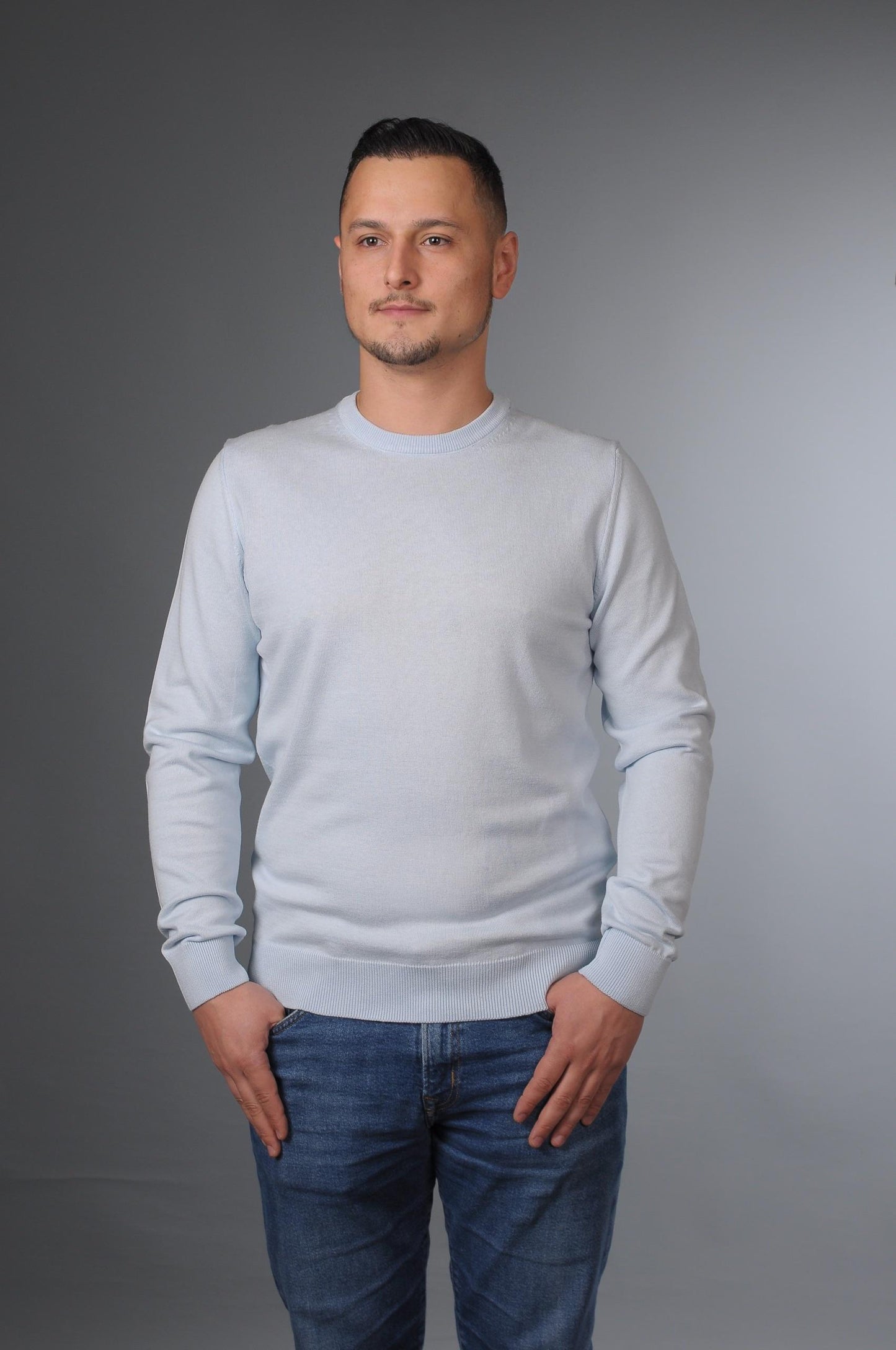 Erkek Bisiklet Yaka Basic Pamuklu Triko Kazak