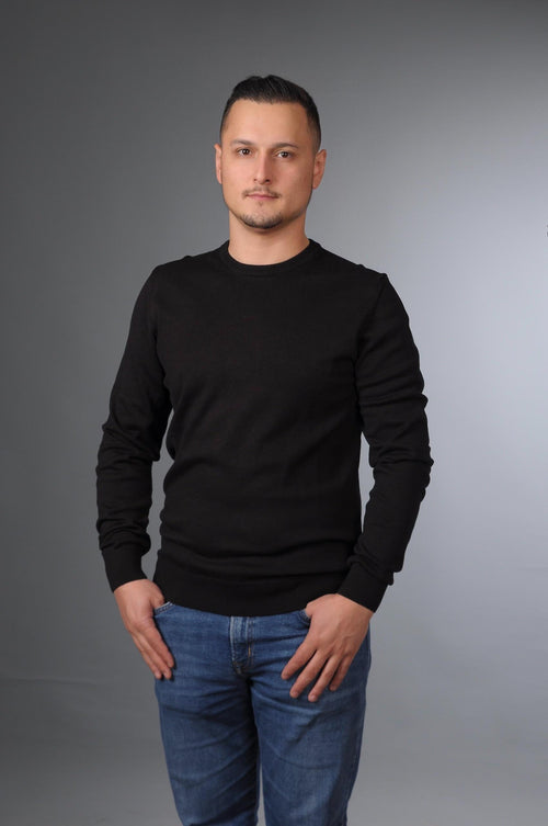 Erkek Bisiklet Yaka Basic Pamuklu Triko Kazak