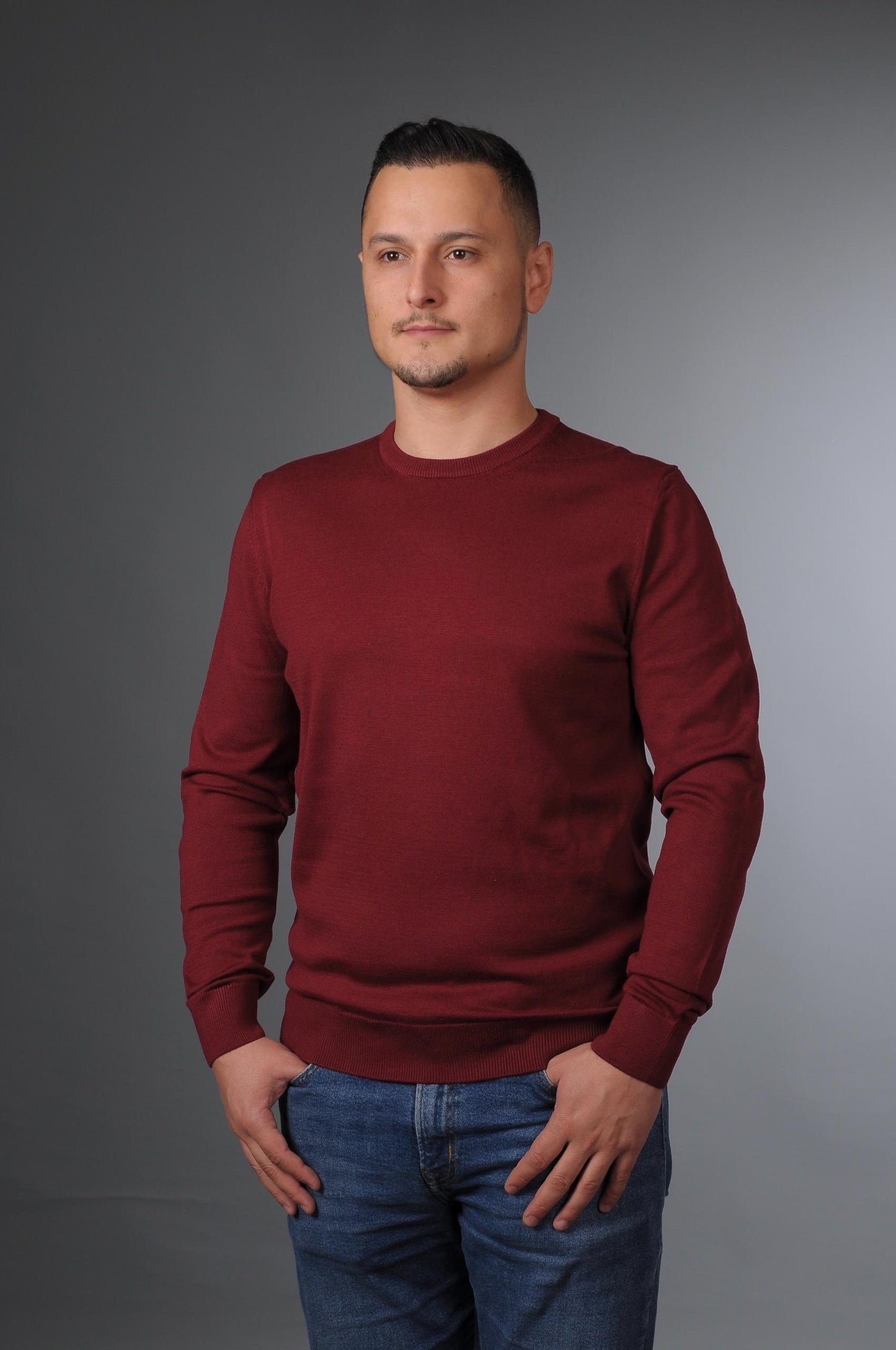 Erkek Bisiklet Yaka Basic Pamuklu Triko Kazak