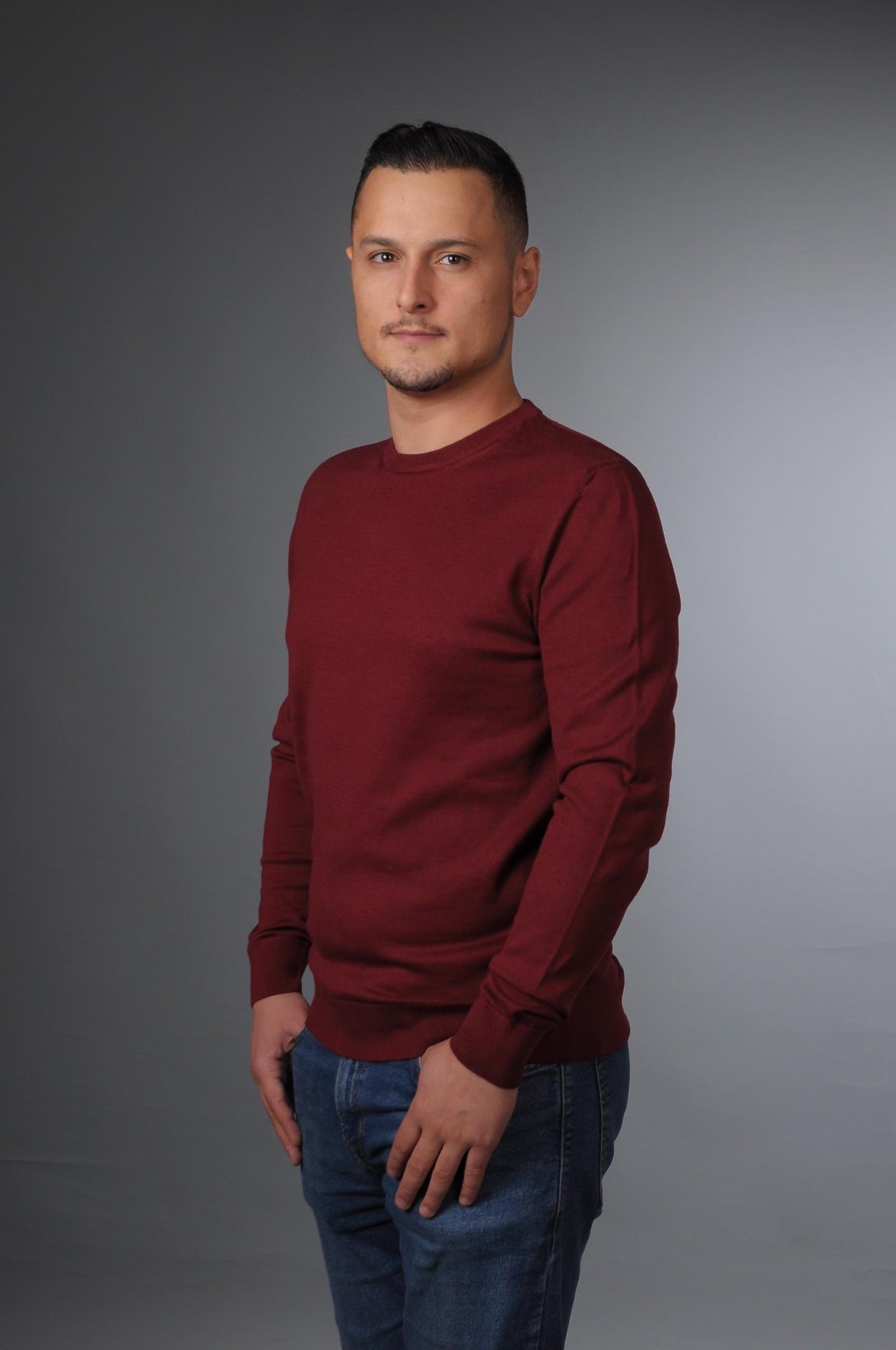 Erkek Bisiklet Yaka Basic Pamuklu Triko Kazak