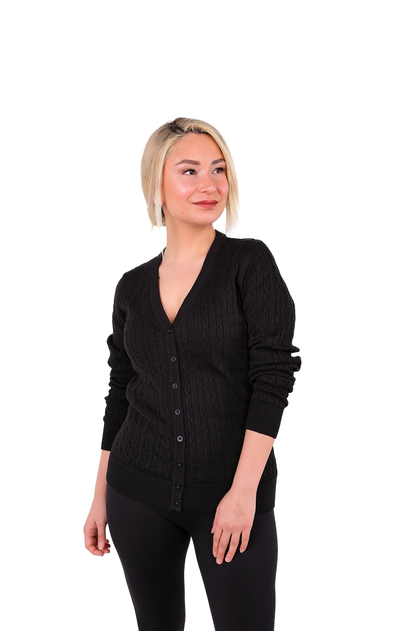 Saç Örgü  Düğmeli Hırka